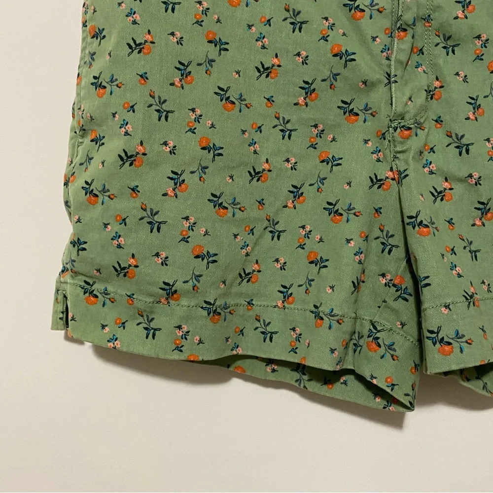 Anthropologie Green and Orange Bermudas with Botanical Print - Picture 4 of 9